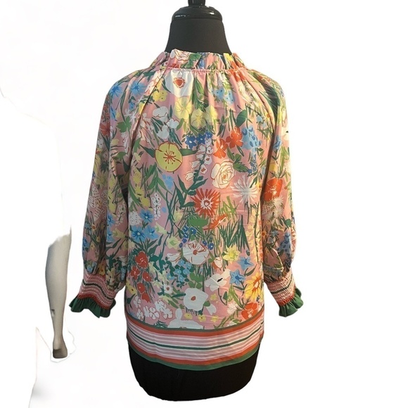 Jade Garden Border Women's Blouse size Small, - Picture 2 of 5